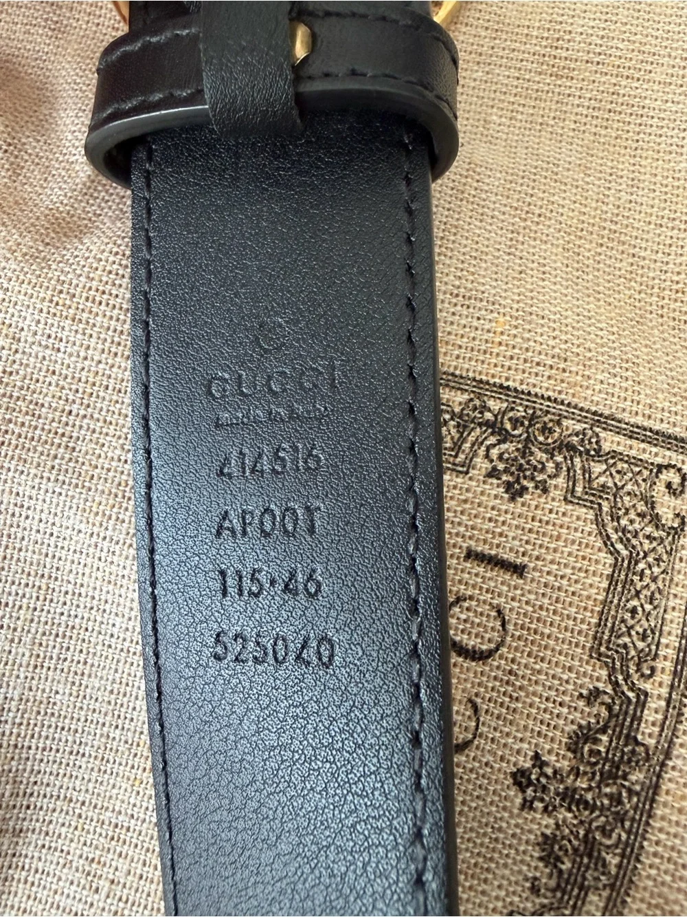 Gucci Black Leather Belt with Gold Double G Buckle